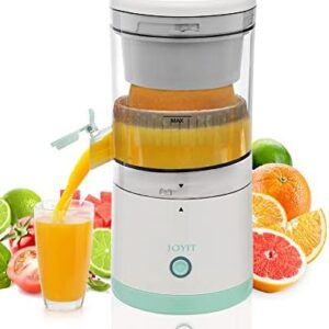 JOYIT Orange Juice Squeezer – USB Rechargeable Electric Citrus Juicer, Wireless Portable Orange Juice Machine, Premium Electric Juicer for Lemon Tomato Grape Watermelon (White)